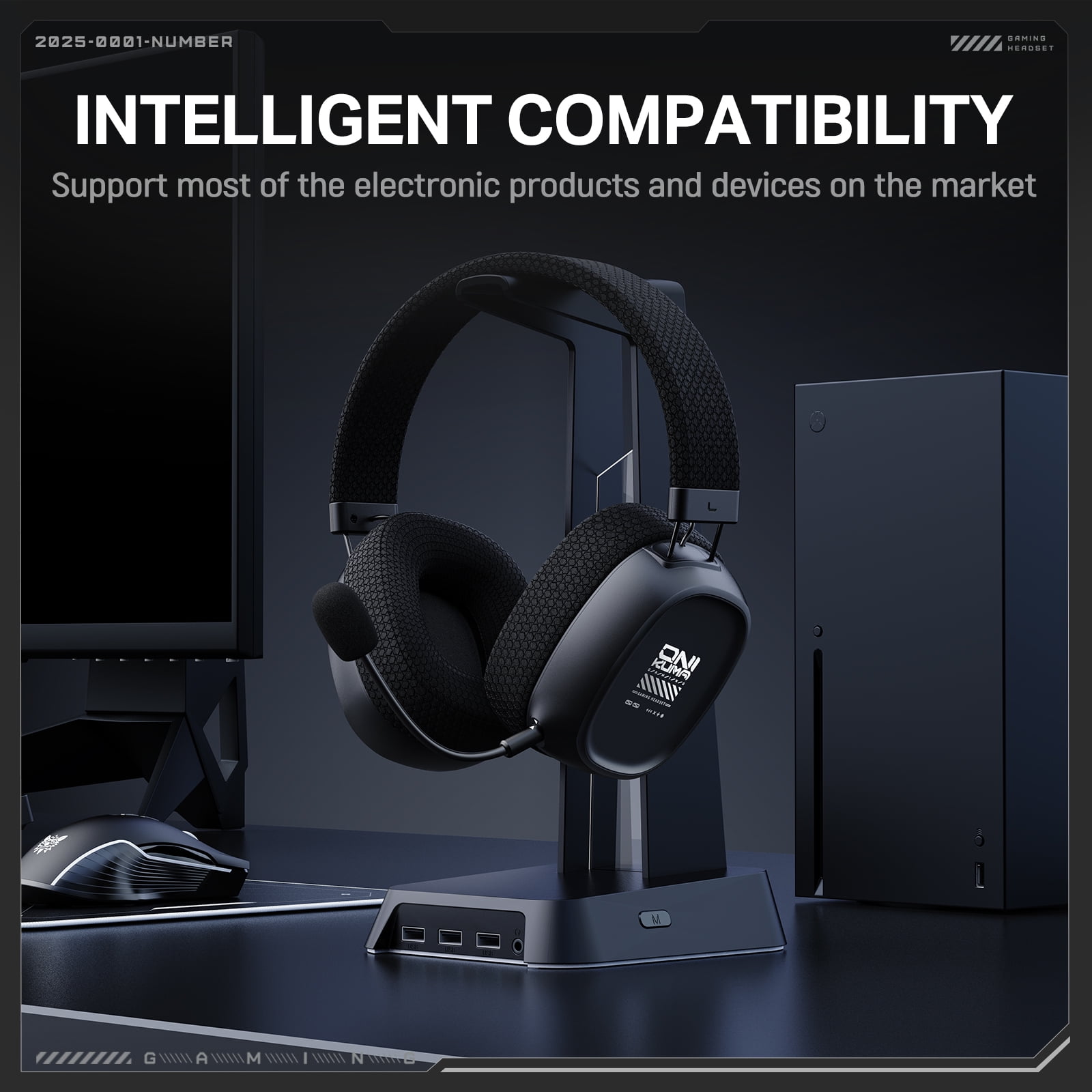 Wireless Gaming Headset for PS5/PC/PS4/Nintendo Switch,2.4G/Bluetooth Gaming Headphones with Detachable Noise Canceling Mic/176g Lightweight/Surround Sound/Long Battery Life Black