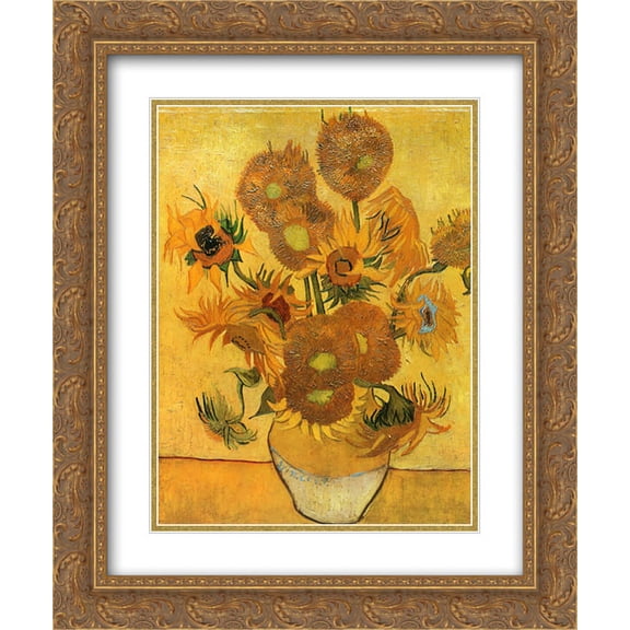 Vincent van Gogh 2x Matted 20x24 Gold Ornate Framed Art Print 'Still Life - Vase with Fifteen Sunflowers'