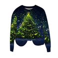 thumbnail image 5 of Feancey Womens Xmas Tree Sweatshirt Loose Crewneck Long Sleeve Holiday Pullover Novelty Christmas Print Casual Tunic Sweatshirts Fall Fashion Clothes Green XXL, 5 of 7