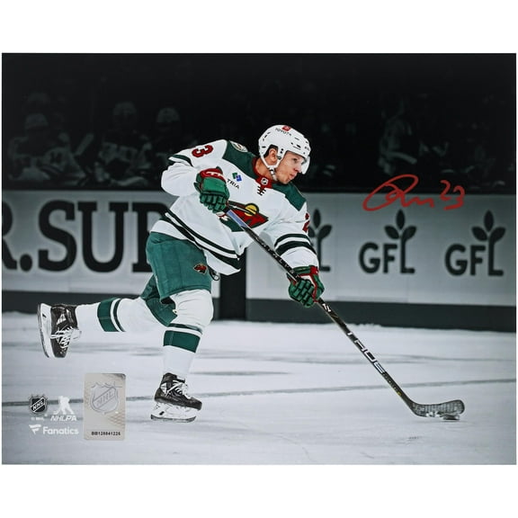 Marco Rossi Minnesota Wild Autographed 8" x 10" White Jersey Shooting Spotlight Photograph - Fanatics Authentic Certified