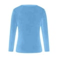thumbnail image 3 of Velvet Tops for Women Long Sleeve Crewneck Dressy Elegant Date Night Velour Shirts, Light Blue Fashionable top, 3 of 4