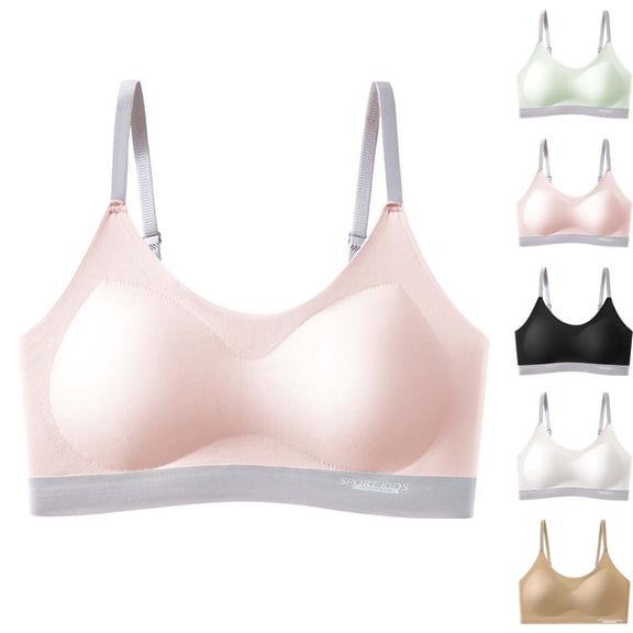 akafmk Girls Sports Bras with Pad Seamless Breathable Training Bras for Teens 7-13 Years