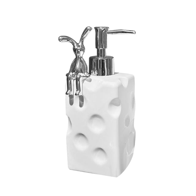 Soap Dispenser Hand Soap Liquid Dispenser Sturdy Lotion Dispenser Bottle Ceramic Large Bunny