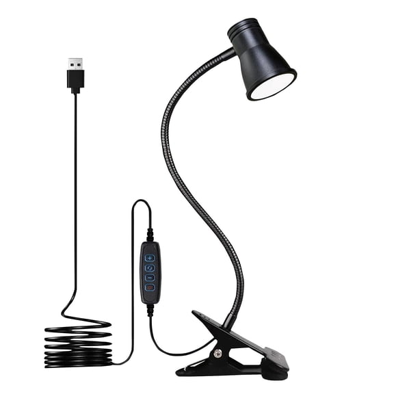 Led Clip on Desk Lamp Flexible Gooseneck Clamp Light Long Lasting Bright Reading Light Adjustable Eye Friendly Task Lighting for Study Work Bedside Black 1 Pack
