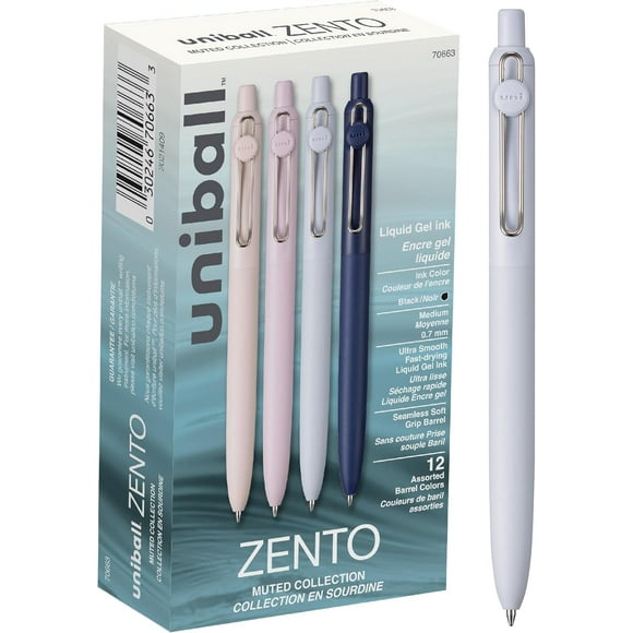 Bolígrafo Uniball Zento de tinta de gel líquido retráctil de 0,7 mm, docena