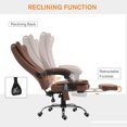 thumbnail image 4 of CoSoTower Chaise de Bureau Chaise de Massage à Vibration 6 Points Fauteuil Inclinable en Micro Fibre avec Repose-Pieds Rétractable Marron, 4 of 7