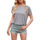 thumbnail image 2 of Guardurnaity - Camiseta de manga corta con estampado de leopardo para mujer, cuello suelto Prendas para la parte del cuerpo Gris XL, 2 of 5