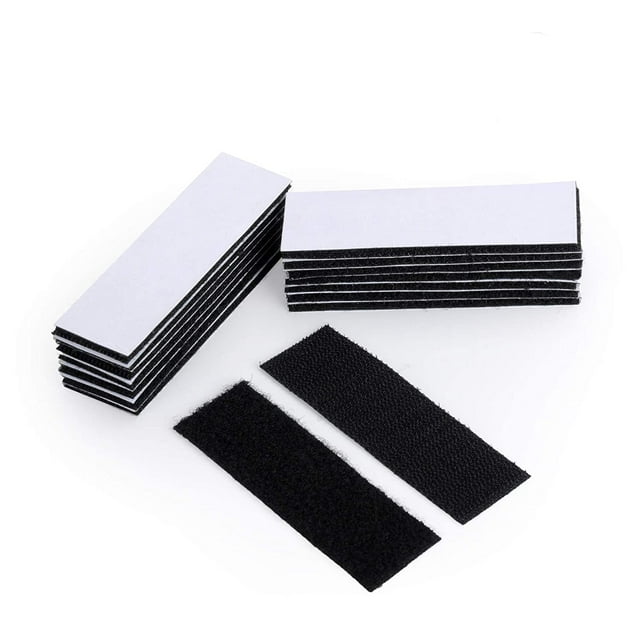 Tiras adhesivas resistentes para colgar cuadros, tiras de gancho y bucle resellables de fuerza industrial negra, 12 juegos de 1,2 x 4 pulgadas, sujetadores de cinta adhesiva de doble cara para mo