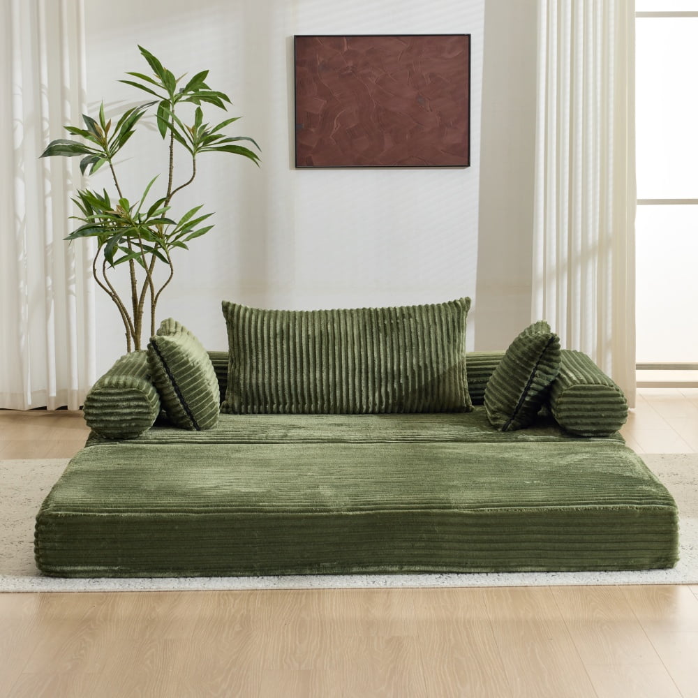 Ktaxon Convertible Sofa Bed, Pull-Out Sleeper Loveseat Couch with Oversized Back Pillow, Ideal for Living Room or Guest Use Green