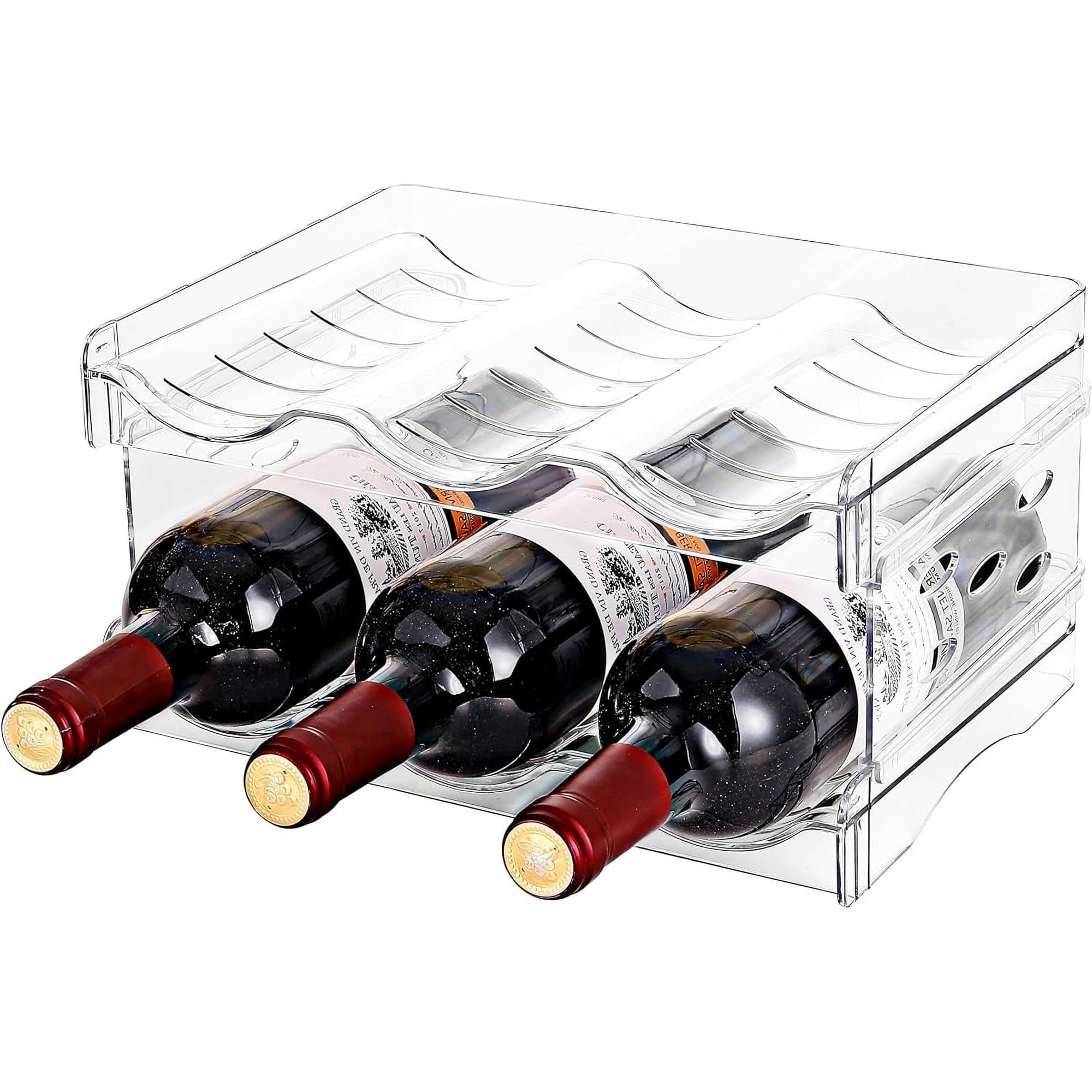Stackable Wine Rack Wine Bottle Holder for Inside Cabinet for Pantry Refrigerator Countertop Organization-2 Tiers for 6 Bottles
