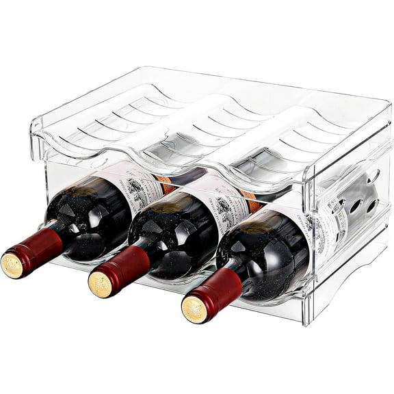 Stackable Wine Rack,Wine Bottle Holder for Inside Cabinet,for Pantry,Refrigerator,Countertop Organization-2 Tiers for 6 Bottles