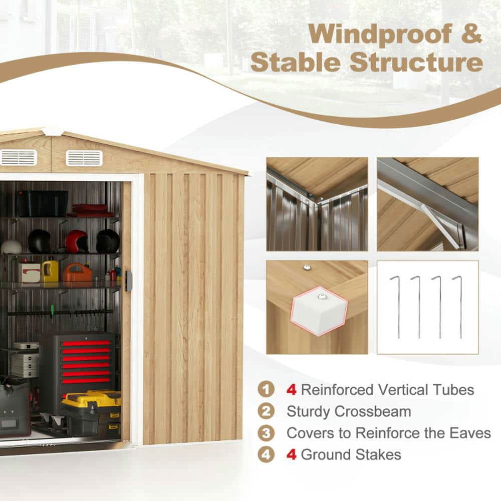 Yardi Yarda Weather Resistant Galvanized Steel Shed with Tilted Roof, Versatile Storage Shed, Natural
