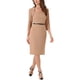 thumbnail image 2 of Vestido de oficina Inspire Chic para mujer, de 3/4 de manga, con cinturón y escote corazón, vestido ajustado en color durazno oscuro, 2 of 6