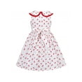 thumbnail image 2 of Robe Fille Vintage Velours Nœud Papillon Col Rond Coton Cerise Sans Manches 5 Ans, 2 of 6