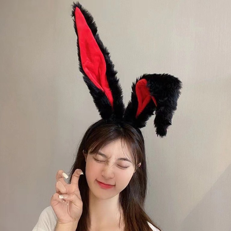 Plush Rabbit Ear Hairband HONMEET Plush Bunny Ears Hairband Soft Fleece Fabric Oreille De Lapin Costume