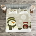 thumbnail image 3 of Ambesonne Christmas Quilted Bedspread Set 3 Pcs, Snowflake Winter Day, King Size, Multicolor, 3 of 3
