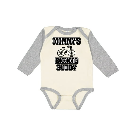 Inktastic Mommys Biking Buddy Boys or Girls Long Sleeve Baby Bodysuit