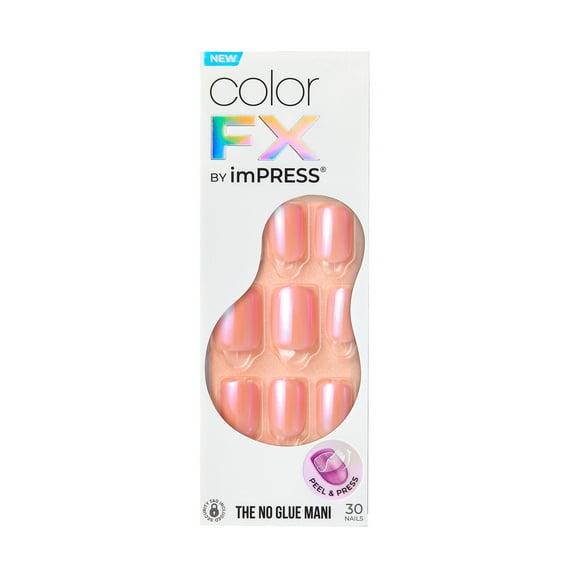 colorFX by imPRESS Press-On Nails, No Glue Needed, Pink, Short Squoval, 33 Ct.