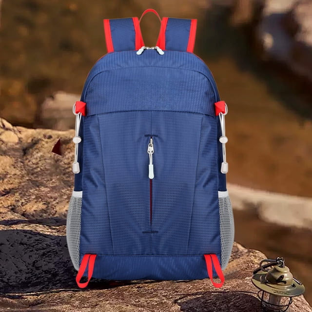 Sac à Dos de Randonnée Léger, Sac de Jour Pliable en Nylon Imperméable avec Taille 17x10x5cm & Poids 200g, Rangement Compact & Sangles pour Aventures en Plein Air et Voyages, YISHFHP, Bleu Foncé