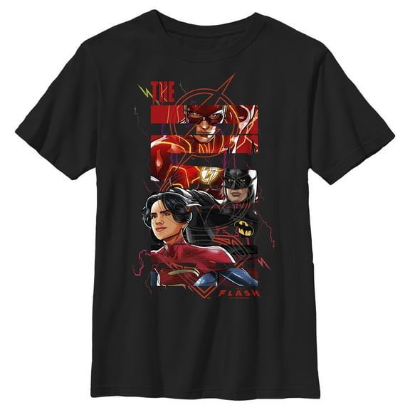 Boy's The Flash comics Book Superheroes Graphic Tee Black Large