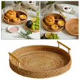thumbnail image 3 of Storage Tray Wicker Basket, Round, Decorative, Serving Tray with Handles Woven, 3 of 8