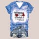 thumbnail image 2 of Camisas Navideñas Para Mujer Con Estampado Casual de Manga Corta Suelta Con Cuello en V Odeerbi ODB202607, 2 of 5