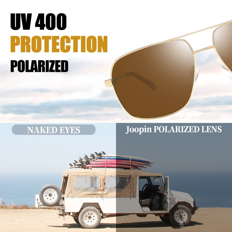 Joopin Pilot Polarized Sunglasses for Men, Square Metal  display picture 3