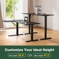 thumbnail image 3 of 55 Inch L Shaped Standing Desk, 55 x 32 Sit Stand up Desk, Height Adjustable Computer Desk, Reversible Corner Workstation, Carbon Fiber Black, 3 of 7