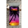 thumbnail image 3 of Ambesonne Tropical Quilted Bedspread Set 2 Pcs, Palm Shadow at Sunset, Twin Size, Purple Orange Black, 3 of 3