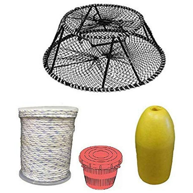 Vinyl Coated Tower Style Prawn Trap(30"x20"x12"H,Mesh:1-1/8") with Prawn Trap Accessory Combo