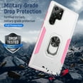 thumbnail image 2 of Nalacover Heavy Duty Case for Samsung Galaxy S22 Ultra with Rotated Ring Holder Kickstand Bracket, Military Grade Rugged Cover with Magnetic Car Mount TPU Shockproof Lens Protective Case, White+Pink, 2 of 8