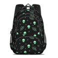 thumbnail image 2 of Alien and UFO Black Pattern Backpack for School, Cute School Bag with Adjustable Shoulder Straps and Padded Back, 16.9"x12.6"x5.9", 2 of 5