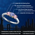 thumbnail image 2 of Gem Stone King 925 Silver and 10K Yellow Gold Blue Tanzanite and Pink Lab Grown Diamond Engagement Ring for Women | 0.96 Cttw | Round 5MM | Gemstone December Birthstone | Size 5, 2 of 6