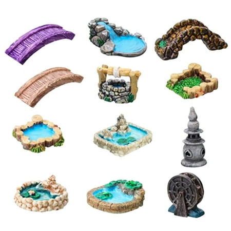 

12pcs DIY Craft Water Well Mini Lighthouse Miniature Garden Ornament Set Gift