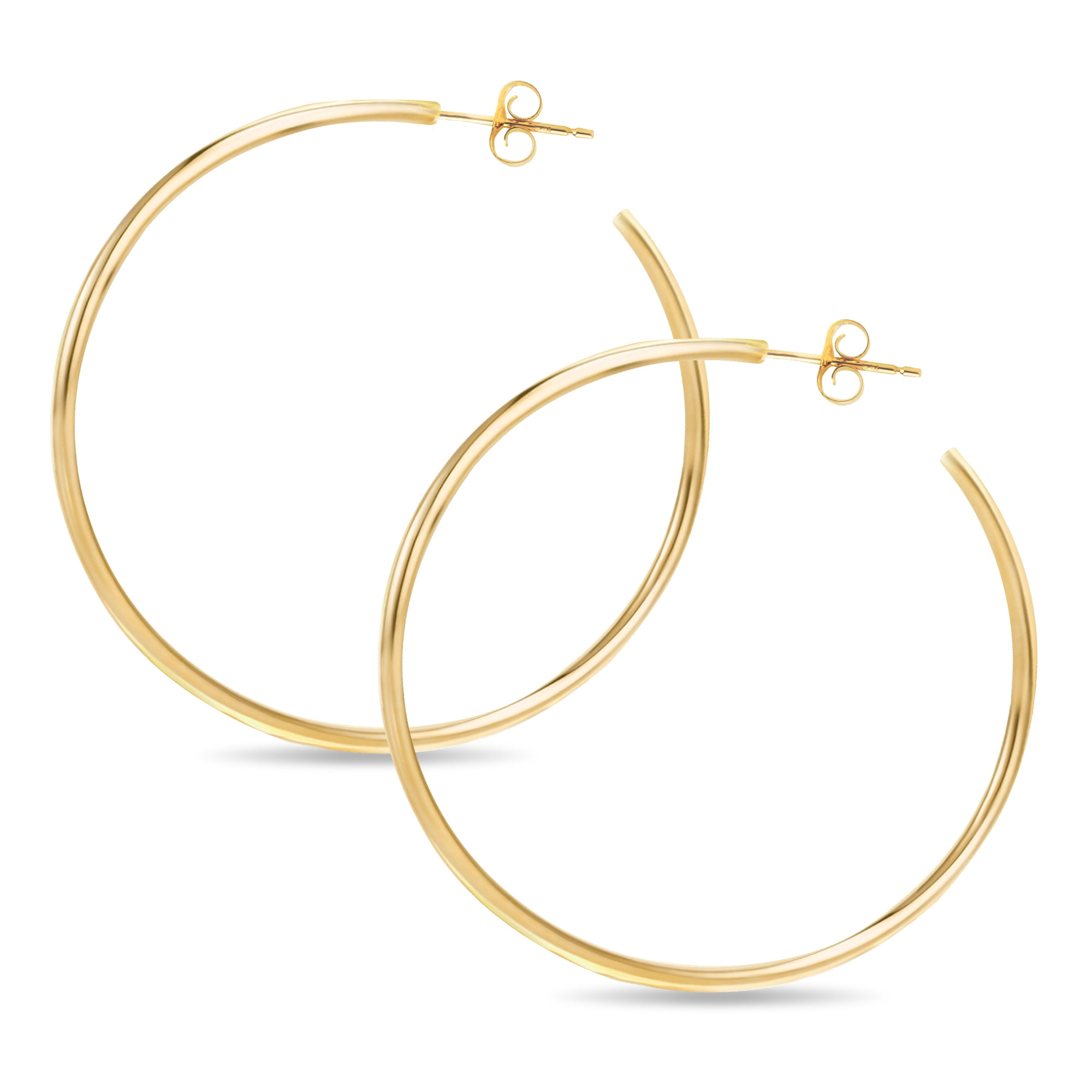 Stunning 14K White Gold Hoop Earrings for Women, 40 MM Diameter