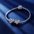thumbnail image 3 of Amuefer Cubic Zircon Pink Stone Heart Bracelet Charm, Sterling Silver, 3 of 6