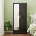 thumbnail image 5 of Ero Metal Freestanding Armoire Wardrobe Closet with Hanging Rod and Mirror, 5 of 6