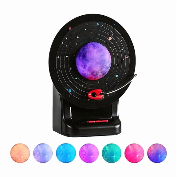 Night Light Bluetooth Speaker, Moon Lamp, Retro Colorful Ambient Moonlight Soundbar Wireless Stereo Music Player X7-C,1 * Night Light Bluetooth Speaker 1 * USB Cable,Black