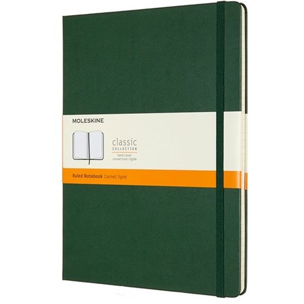 Moleskine Notebook, Extra Large, Ruled, Myrtle Green, Hard Cover (7.5 x