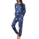 thumbnail image 2 of INSPIRAR CHIC Conjuntos de Pijamas de Manga Larga para Mujeres Sudadera de Punto Impresa con Estrellas 2 Piezas Ropa de Dormir XL Azul, 2 of 6