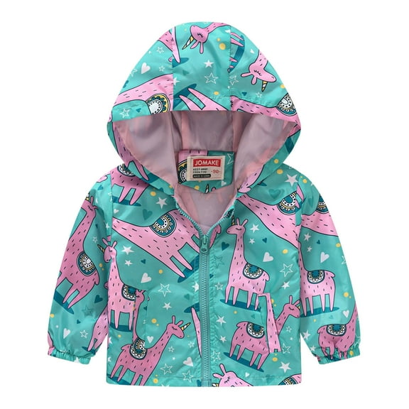Generic Clearance Clothing Toddler Boys Girls Casual Jackets Printing Cartoon Hooded Outerwear Fashion Breathable Zipper Coats Long Sleeve Windproof Coats (2-3 Years Blue)