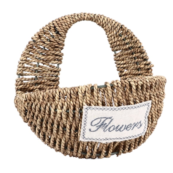 Cesta De Flores Tejida A Mano, Cesta De Flores Tejida, Paja Trenzada Marrón, Estilo Retro Rústico Para Casa