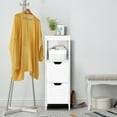 thumbnail image 3 of Topbuy Wooden Floor Cabinet Multifunctional Bathroom Storage Cabinet Side Organizer w/Drawer White, 3 of 9