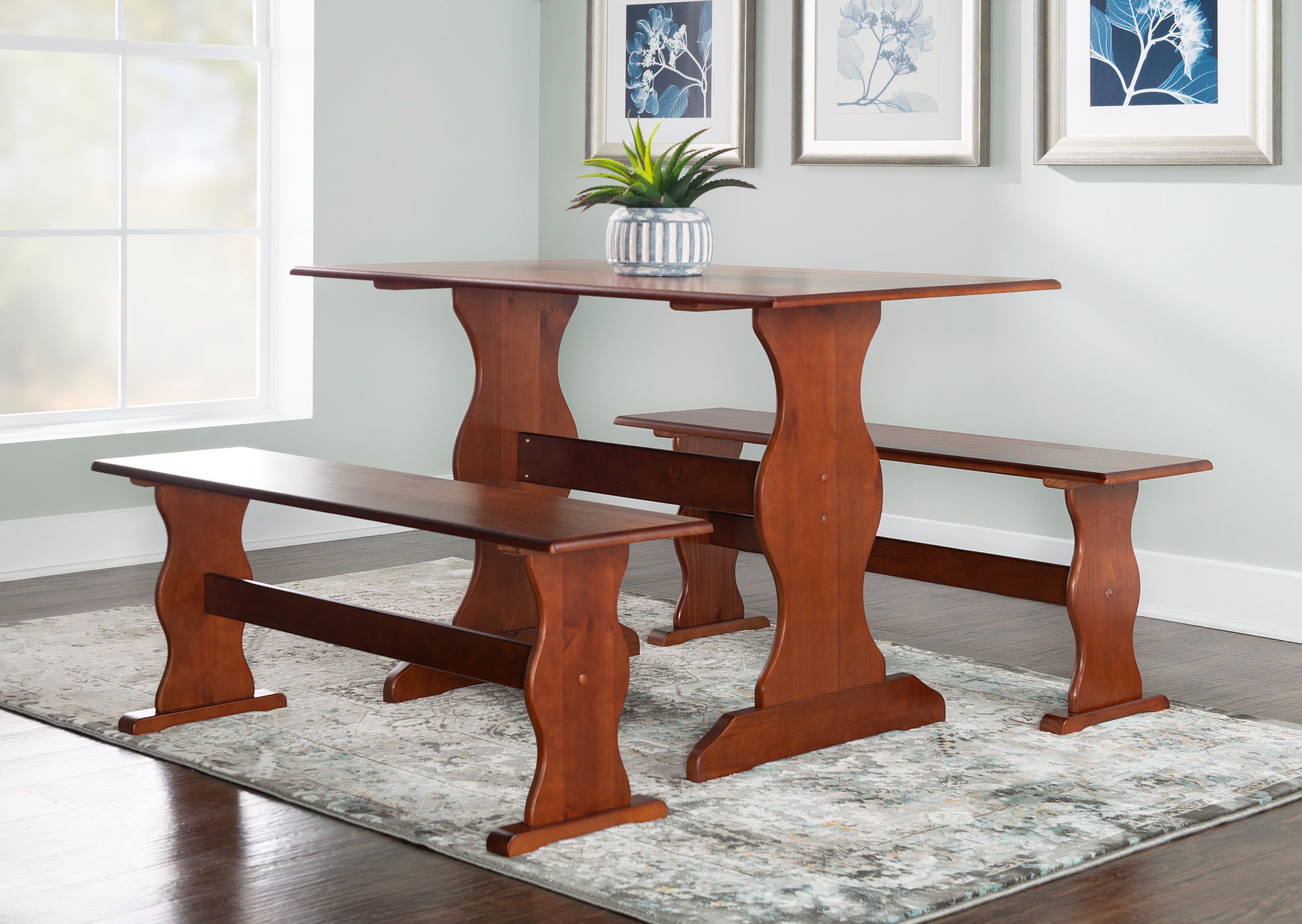 Linon Varden Farmhouse Dining Bench, Walnut