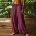 thumbnail image 2 of Wlynlyn Womens Summer Pants High Waisted Drawstring Pull on Wide Leg Flowy Summer Boho Trousers with Pockets, 2 of 8