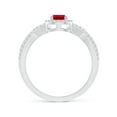 thumbnail image 2 of ANGARA Natural Twist Shank Pear Ruby Ring with Diamond Halo in 14K White Gold for Women (Size-6x4mm) | July Birthstone Jewelry for Her | Natural Ruby Rings, 2 of 9