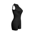 thumbnail image 4 of Qiylii Women Sleeveless Short Bodysuit, Solid Color Ribbed Front Half Zipper Slim Fit Jumpsuit Clubwear, 4 of 6