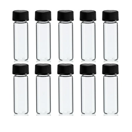 - 10 Mini Clear Glass Vial Bottles Caps 1 3/4 Tall 1/8 Oz Gold Panning Prospecting