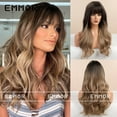 thumbnail image 4 of Amazon Bestselling Air Bangs Big Wave Long Curly Hair Gradient Brown Black Brown Multi-color European and American Style Wig for Women, 4 of 7