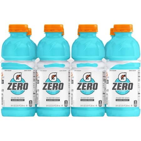 Gatorade Zero Sugar Thirst Quencher, Glacier Freeze Sports Drinks, 20 fl oz, 8 Count Bottles